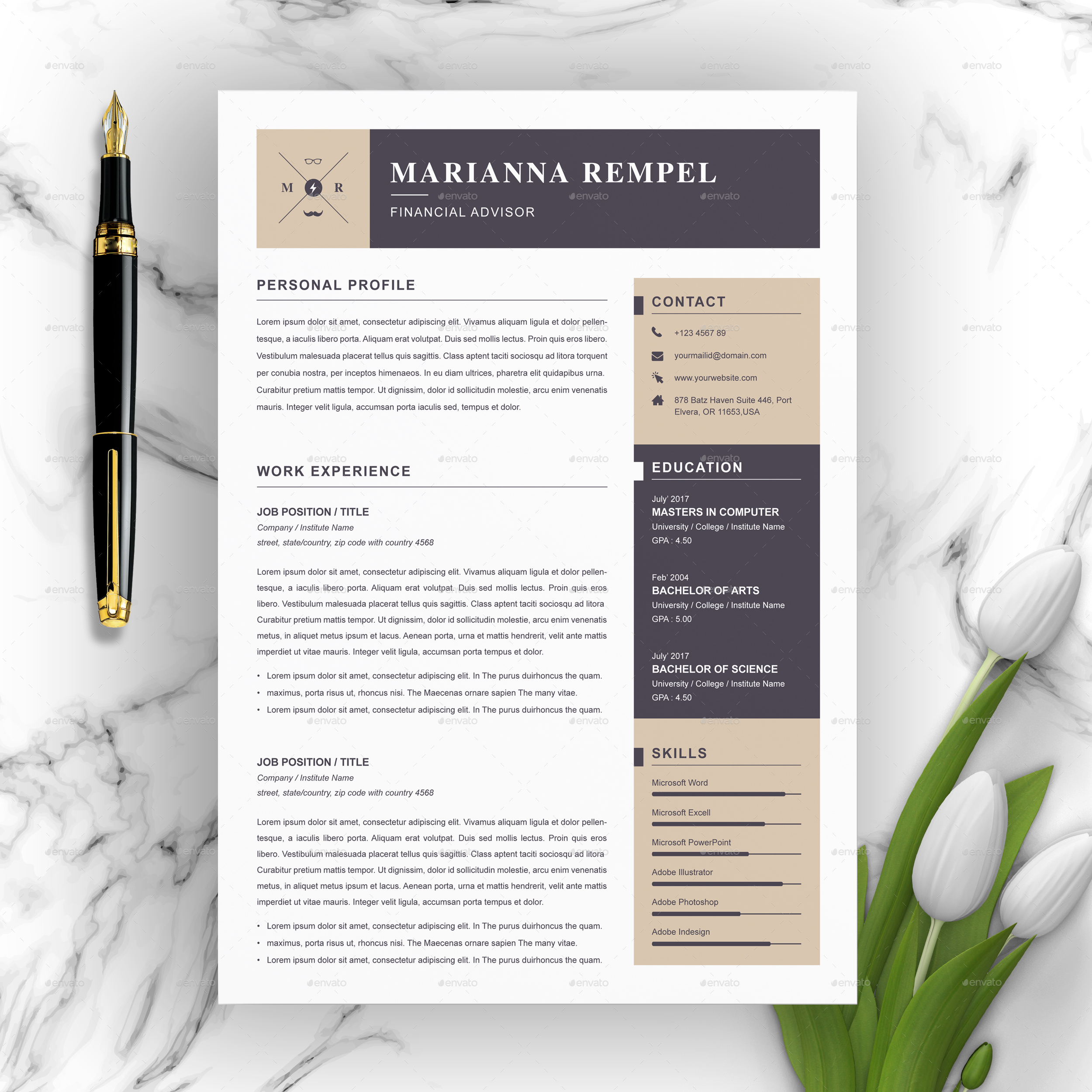 Resume Template By Resumeinventor Graphicriver